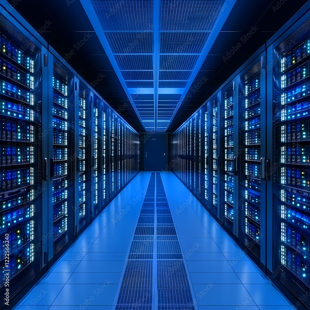 Server Room Stores Data Securely with Advanced Technology in Futuristic Data Center Environment Server Room Stores Data Securely with Advanced Technology in Futuristic Data Center Environment