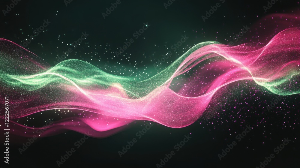 Obraz premium Vector aurora with dynamic waves of pink and green, ideal for sleek brand design elements.