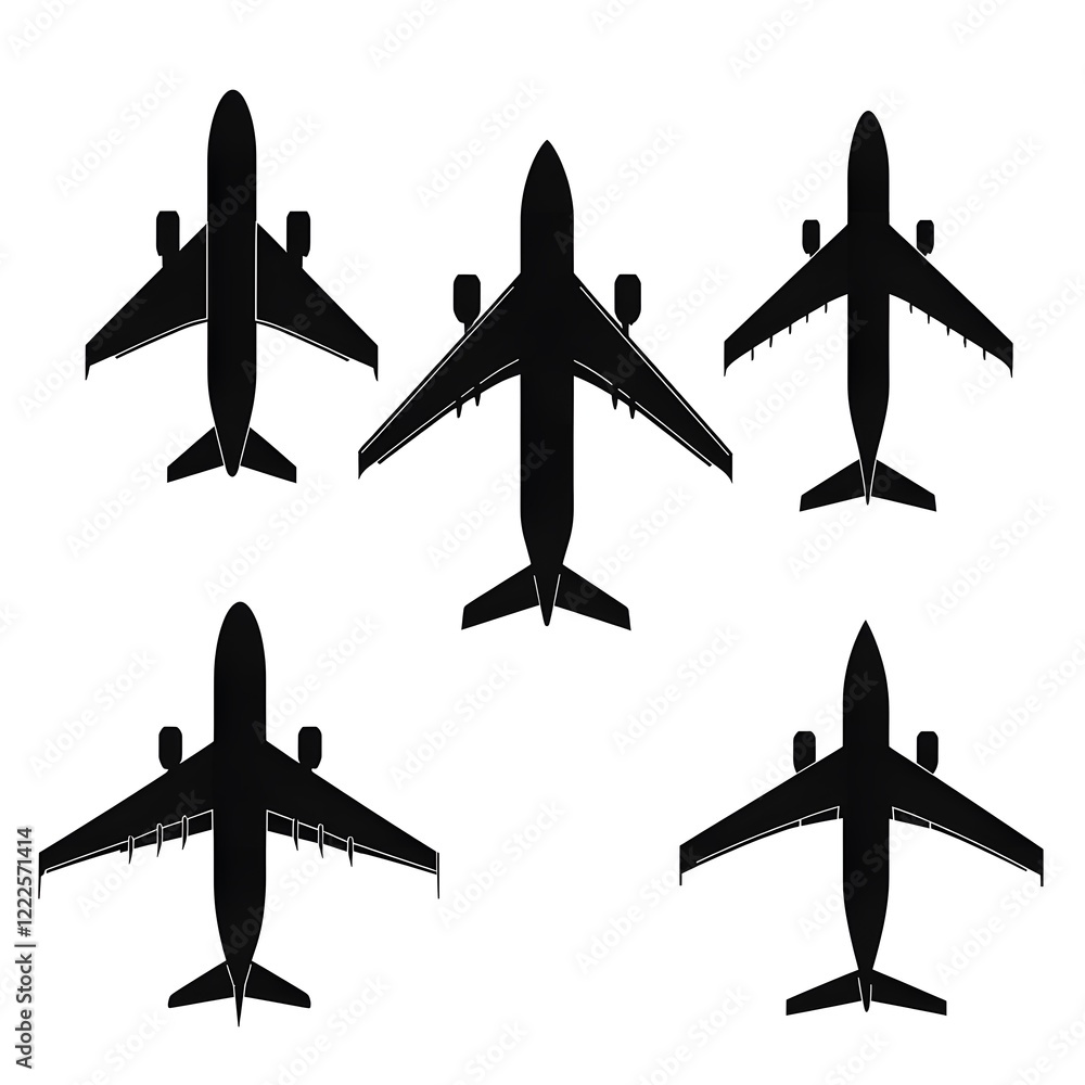 set of airplane icons set of airplane icons