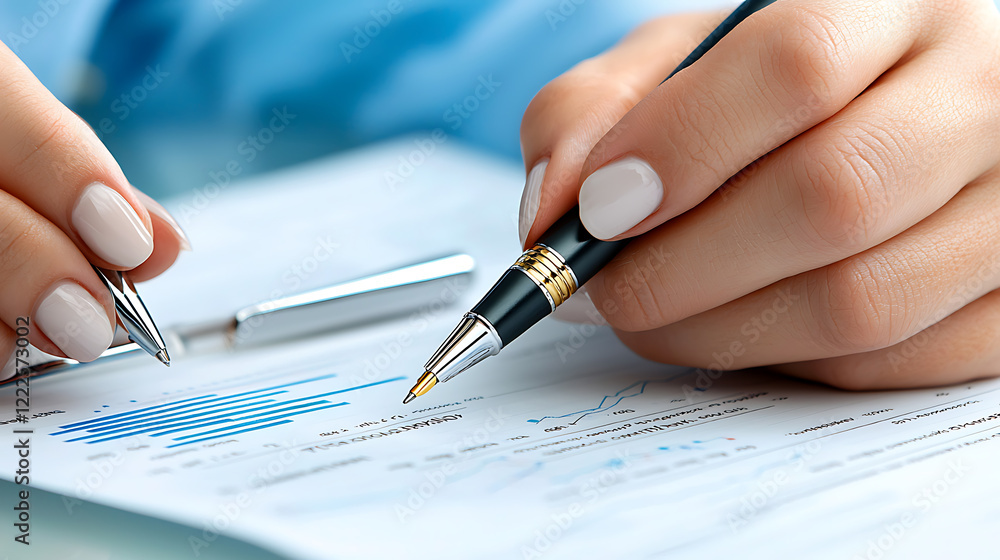 Businesswoman signing documents office setting closeup photography professional environment focused viewpoint transaction concept Businesswoman signing documents office setting closeup photography professional environment focused viewpoint transaction concept