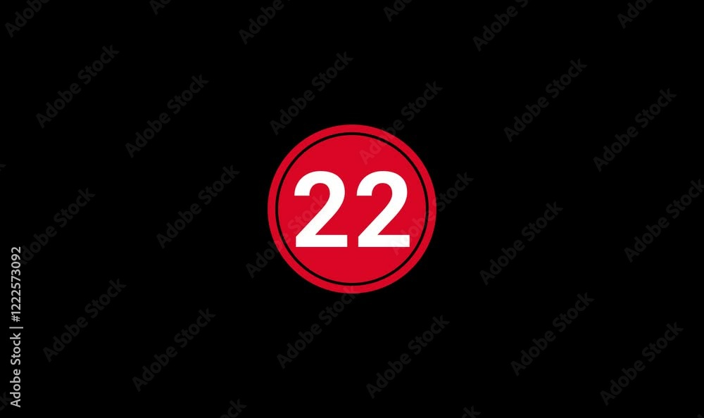 Bold Circle with Number 22 Simple Icon animation videos Design. Bold Circle with Number 22 Simple Icon animation videos Design.