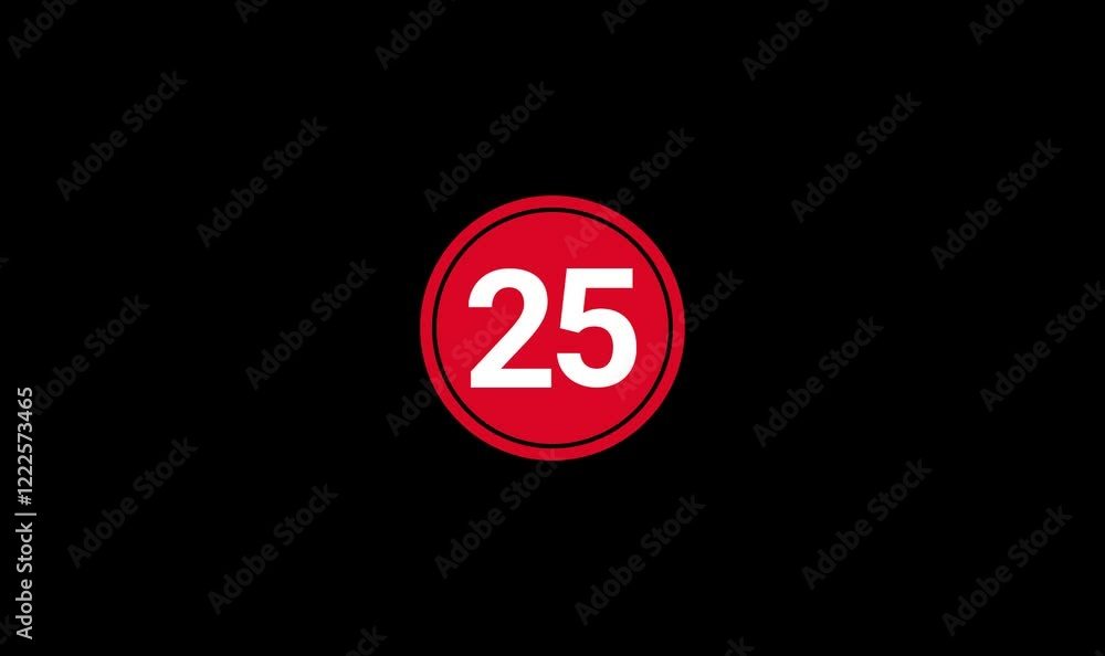 Bold Circle with Number 25 Simple Icon animation videos Design. Bold Circle with Number 25 Simple Icon animation videos Design.