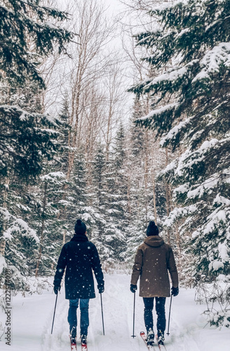 Family photos in a snowy forest
