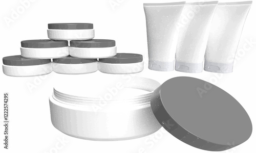 red cream  jars 3d