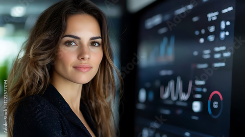 Free Download Businesswoman presenting data insights in a modern office environment professional setting analytical focus dynamic viewpoint for impactful decision-making - GFXLoad