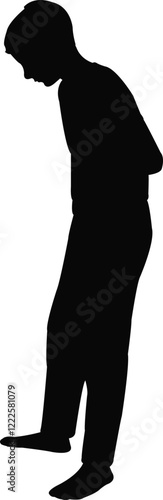 a boy leaning body silhouette vector