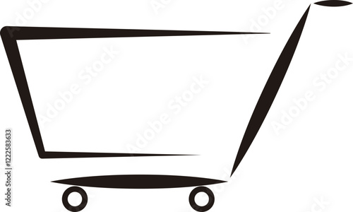 Ícone de carrinho de compras vetorial minimalista para e-commerce e lojas online, Minimalist shopping cart vector icon for e-commerce and online stores