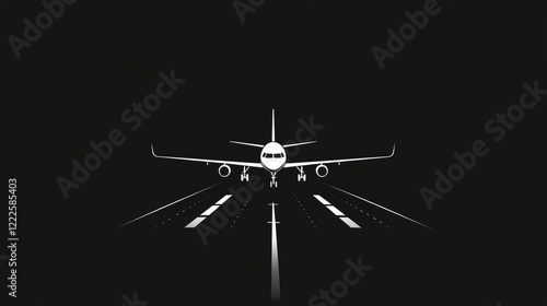 Simple and Elegant Airplane Design on Runway in Vector Style