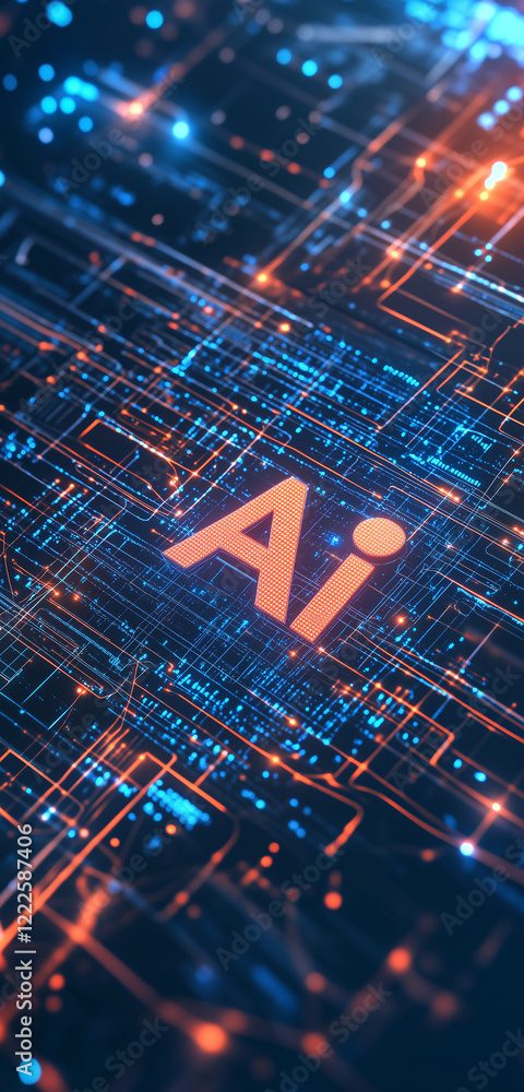 D space, AI intelligence, with the letters D space, AI intelligence, with the letters