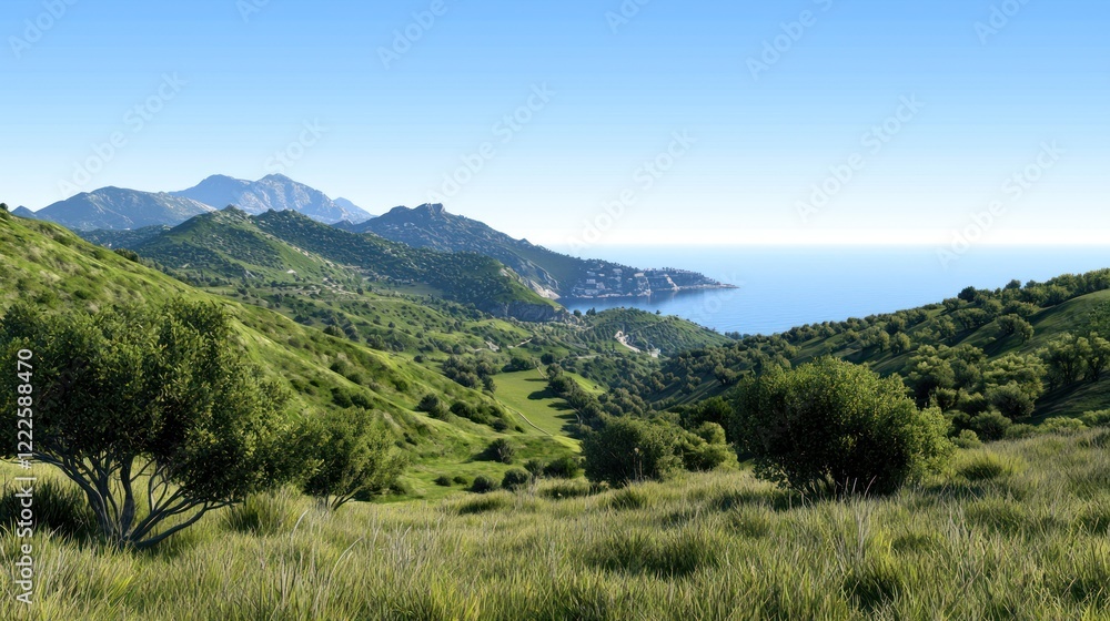 Naklejka premium Mediterranean Coastline Hills