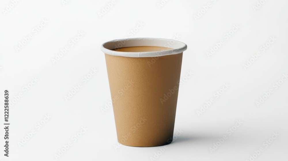 Brown Paper Coffee Cup with Black Coffee on White Background Brown Paper Coffee Cup with Black Coffee on White Background