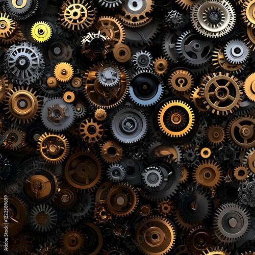 Wallpaper Mural Intricate Clockwork Gears Interlock and Mesh Seamlessly in a Complex System Torontodigital.ca