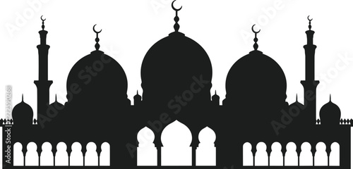 Grand Mosque Silhouette Vector for Islamic and Cultural Themes