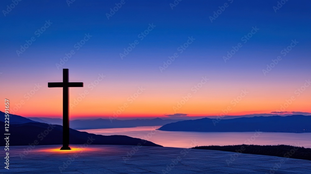 Sunset Cross over Ocean Sunset Cross over Ocean