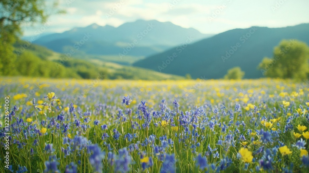 A vibrant spring meadow. A vibrant spring meadow.
