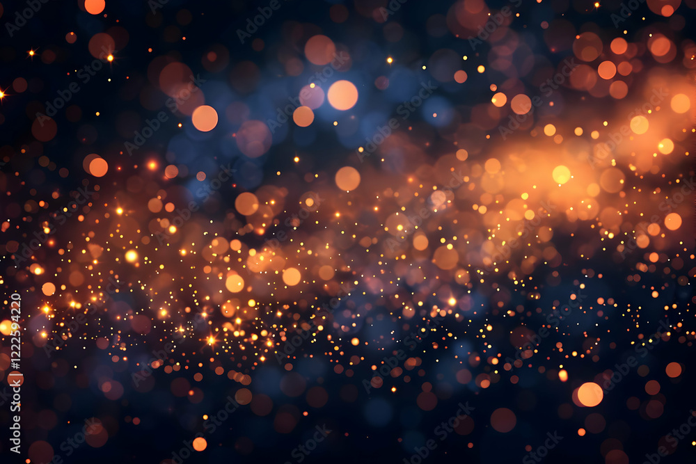 Fototapeta premium Abstract Background with Golden Glittering Particles and Bokeh Lights Effects