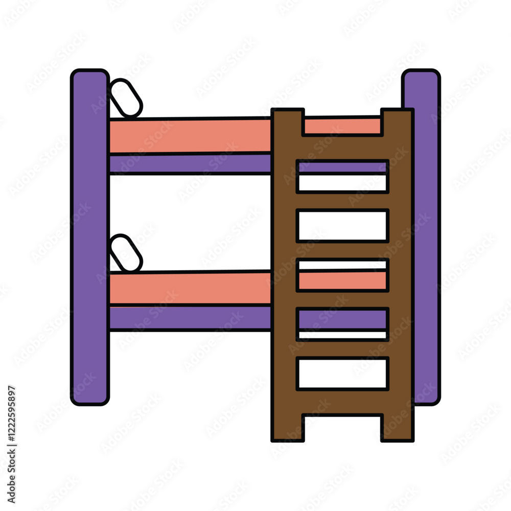 bunk bed lineal color line icon with white background vector stock illustration bunk bed lineal color line icon with white background vector stock illustration