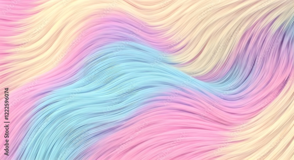 Fototapeta premium A candy-themed pastel fur with streaks of cotton candy pink, light blue, and cream, Ai Generated