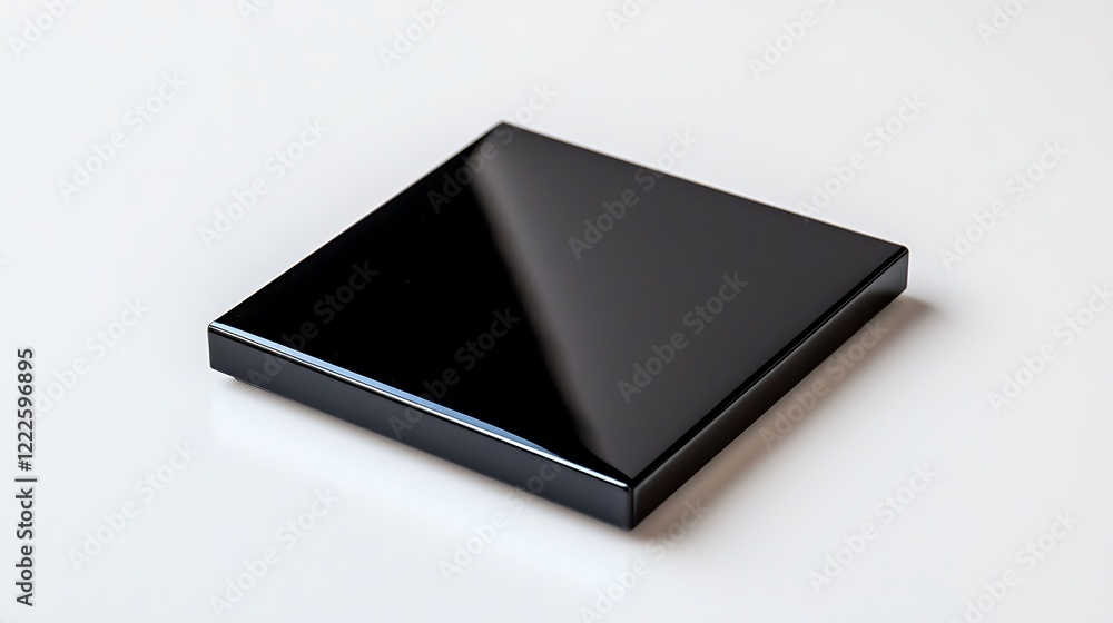 Sleek Black Square Box On White Background. Minimal Product Mockup Sleek Black Square Box On White Background. Minimal Product Mockup