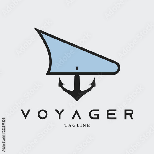 ship logo and anchor front view vector design