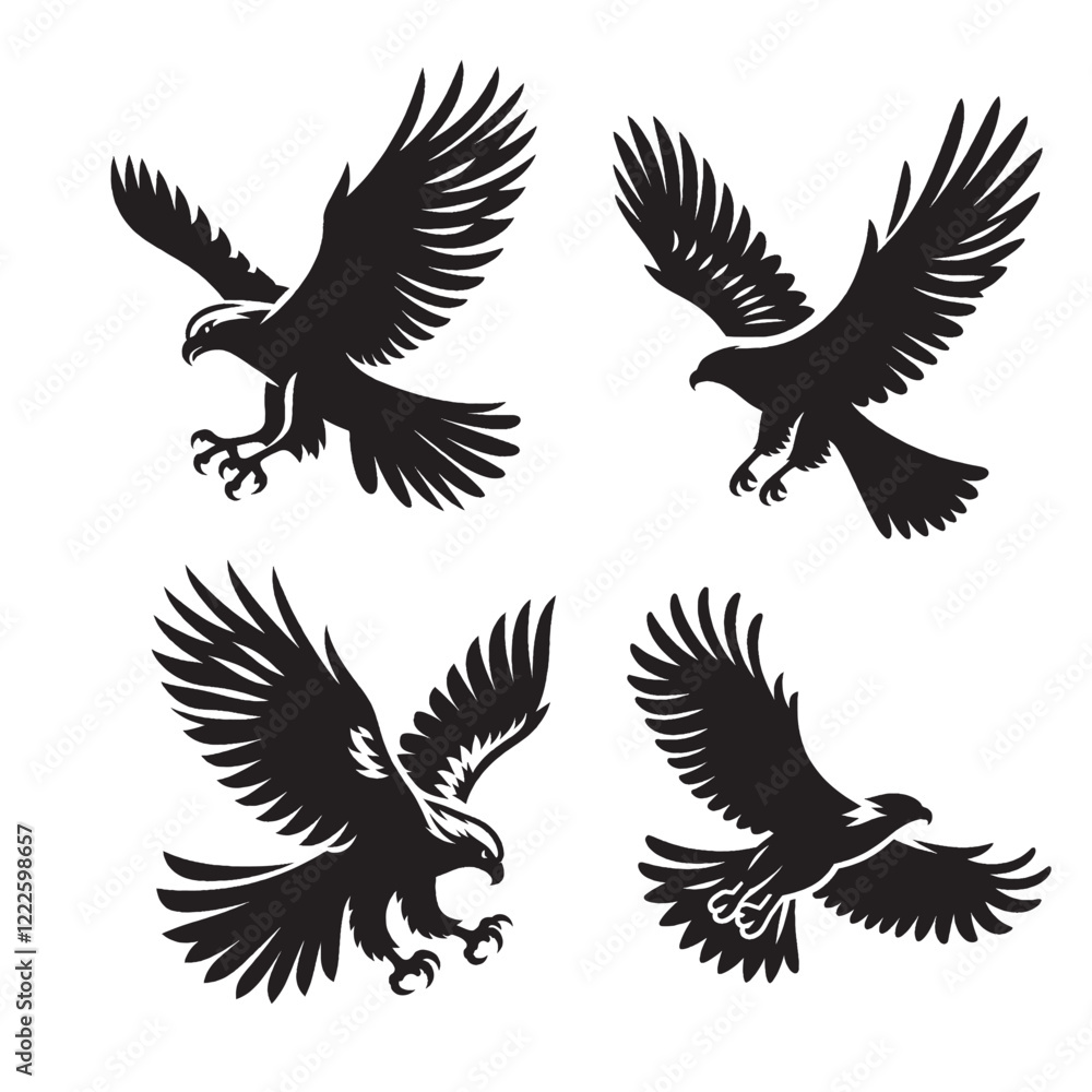 Fototapeta premium High-Quality Vector Silhouette of a Flying Hawk on White Background