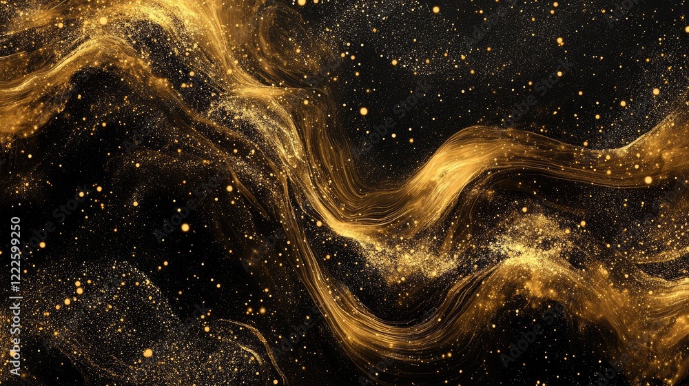 Gold and black particle wave background Gold and black particle wave background