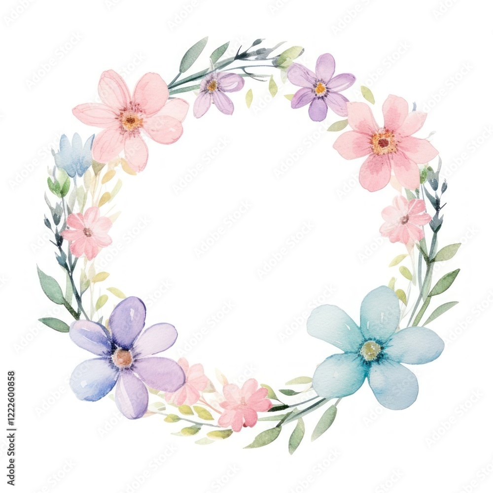 Flower easter circle border pattern plant white background. Flower easter circle border pattern plant white background.