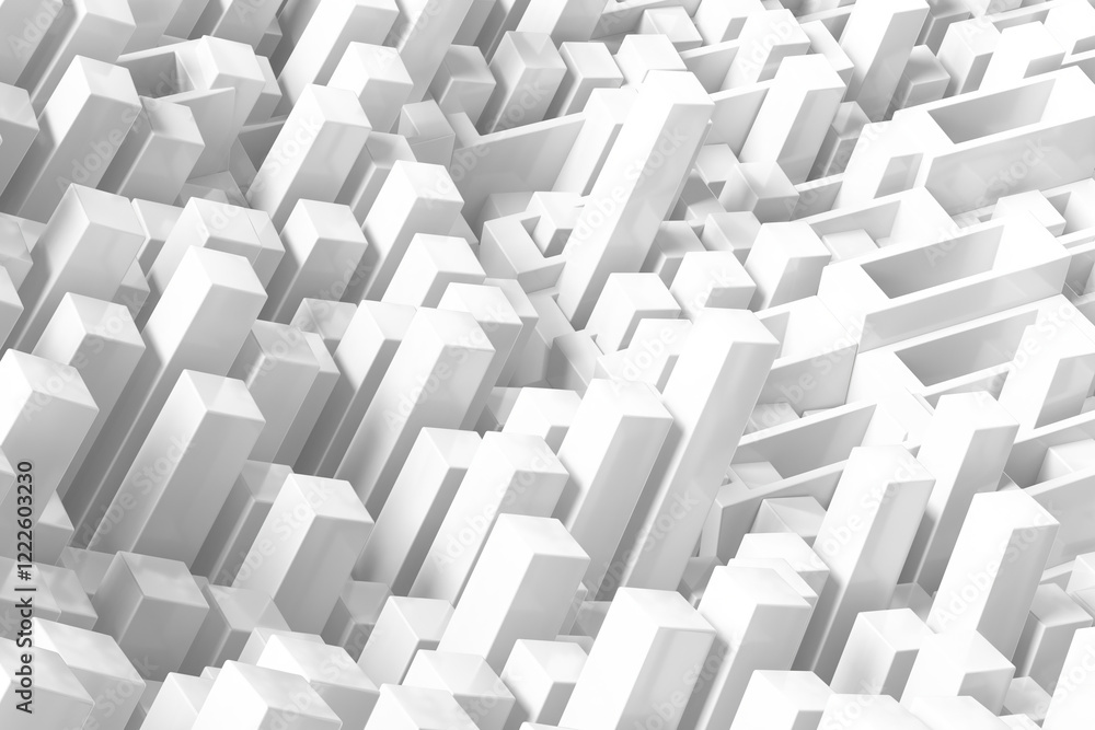 Abstract urban landscape with geometric white structures. 3d render Abstract urban landscape with geometric white structures. 3d render
