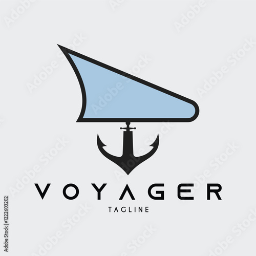ship logo and anchor front view vector design