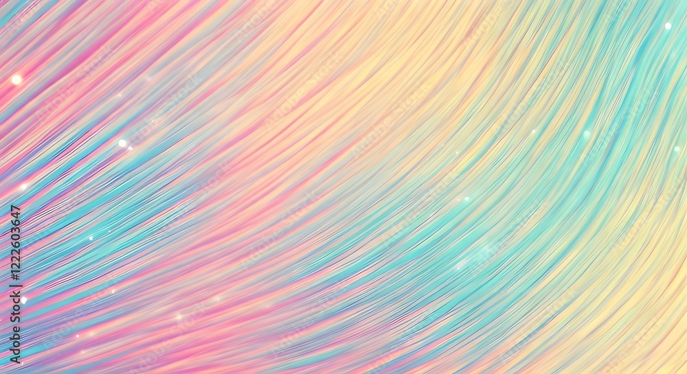 Fototapeta premium A glowing pastel fur with faint sparkles, blending pink, aqua, and soft yellow, AI Generated