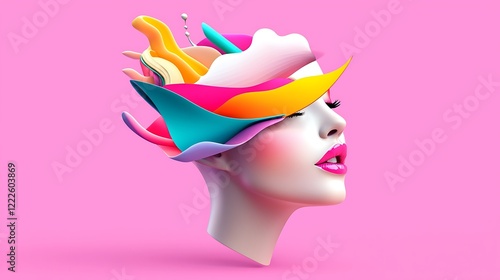 Vibrant Abstract Portrait of a Woman with Colorful Paint Splashes