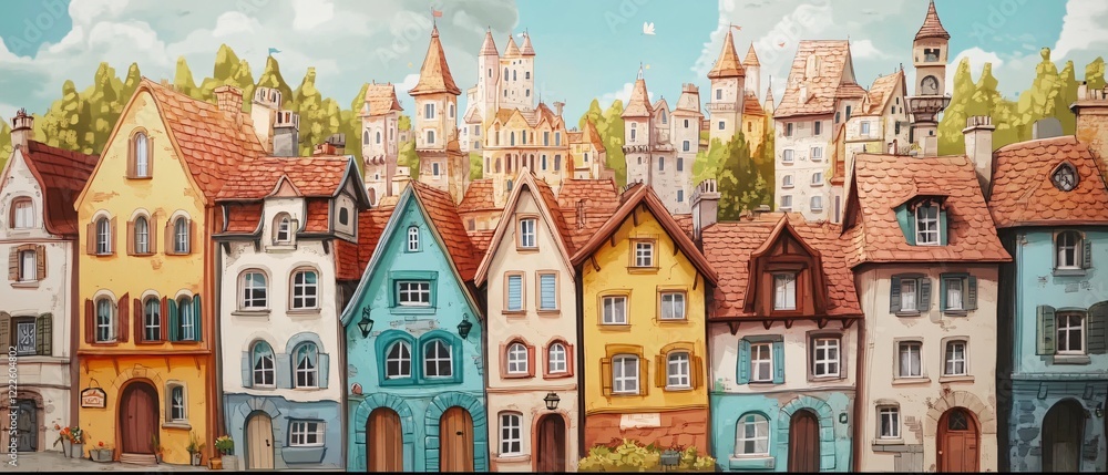 Charming Colorful European Village Houses in Quaint Old Town Charming Colorful European Village Houses in Quaint Old Town