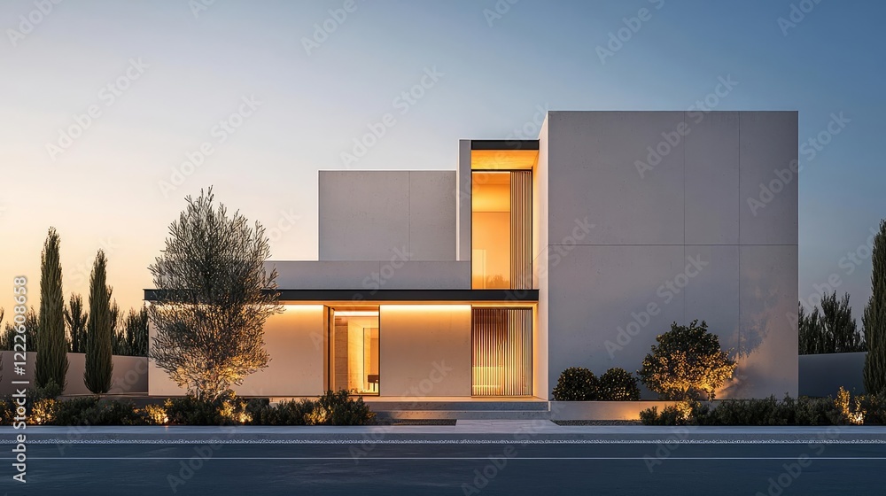 Obraz premium Renewable energy minimalist concept. Modern architectural design showcasing clean lines and minimalist elegance.