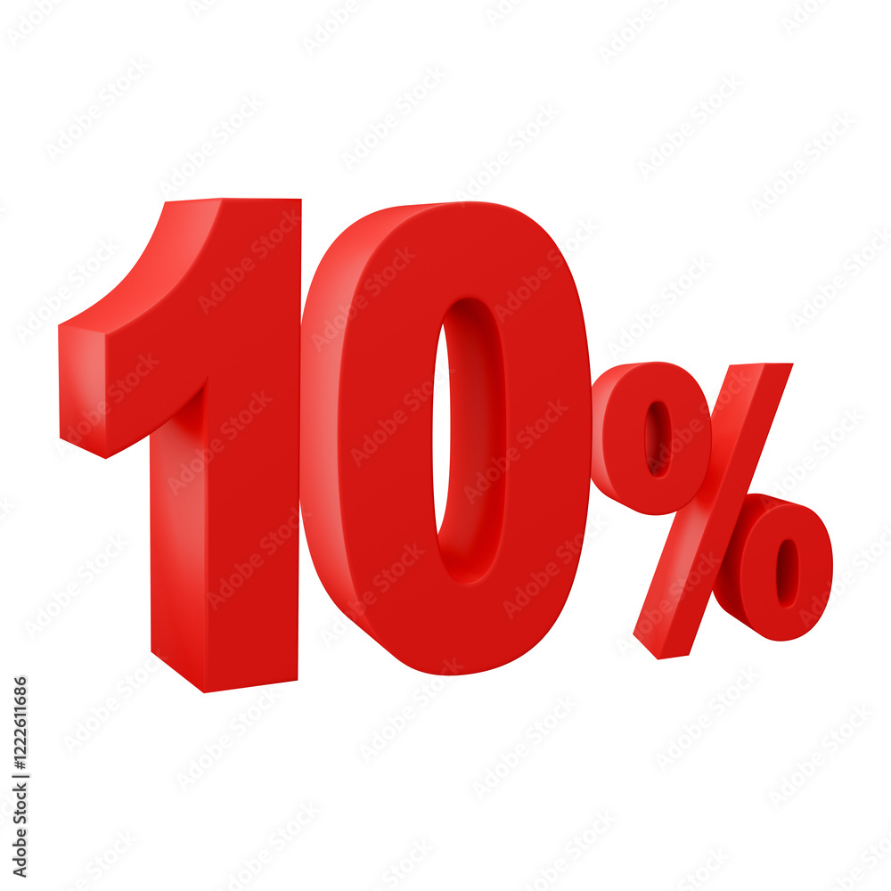 Number 10 of red color 3d sign percent discount on isolated background.red and White on a Transparent Background Number 10 of red color 3d sign percent discount on isolated background.red and White on a Transparent Background