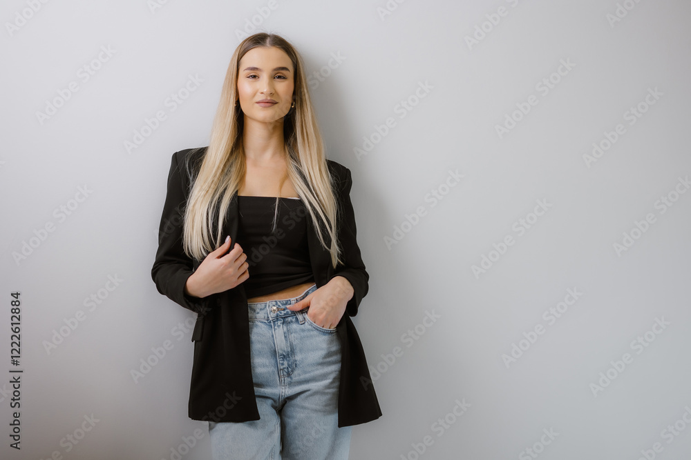 Young Woman in Casual Fashion Pose Young Woman in Casual Fashion Pose