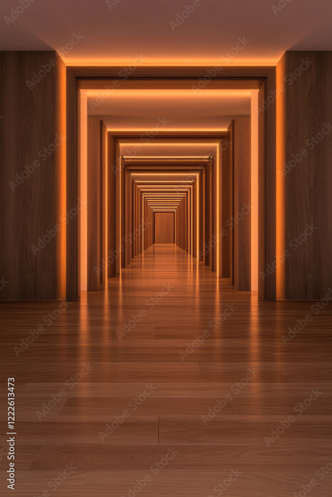 Fototapeta premium A series of open doors fading into the distance, conveying the opportunities we create for future ge