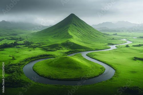 A branching river in a vast landscape, illustrating how one life can diverge into many streams for t photo