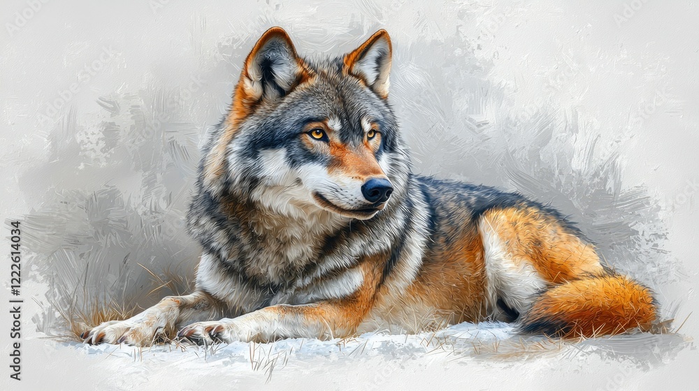 Majestic Wolf Resting in Winter Snow Majestic Wolf Resting in Winter Snow