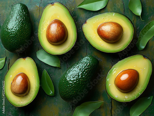 Fresh avocado top view.