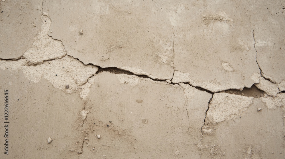 Fototapeta premium Cracked beige wall texture background.