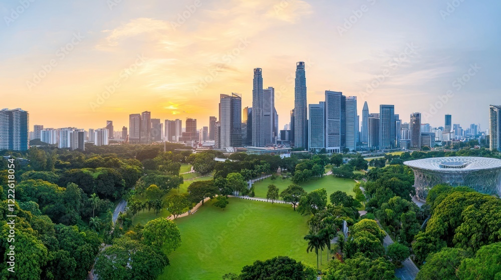 Obraz premium City Park Sunset Panorama