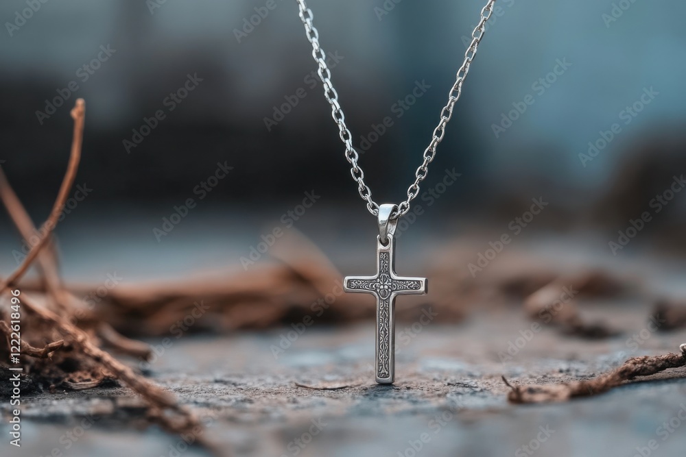Intricate gothic silver cross pendant reflecting elegance with minimalistic background details Intricate gothic silver cross pendant reflecting elegance with minimalistic background details