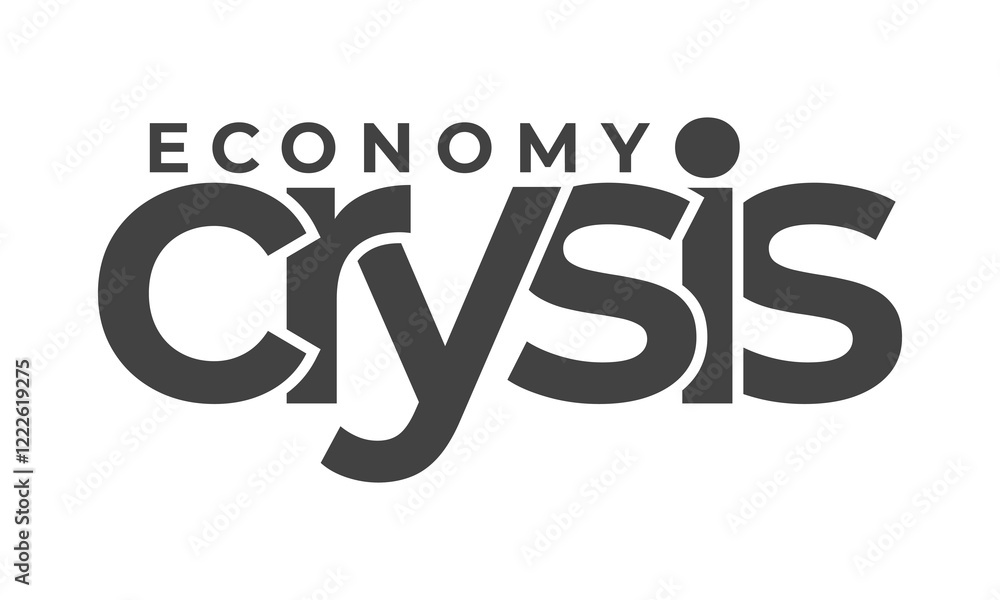 Fototapeta premium economy crysis text flat vector illustration