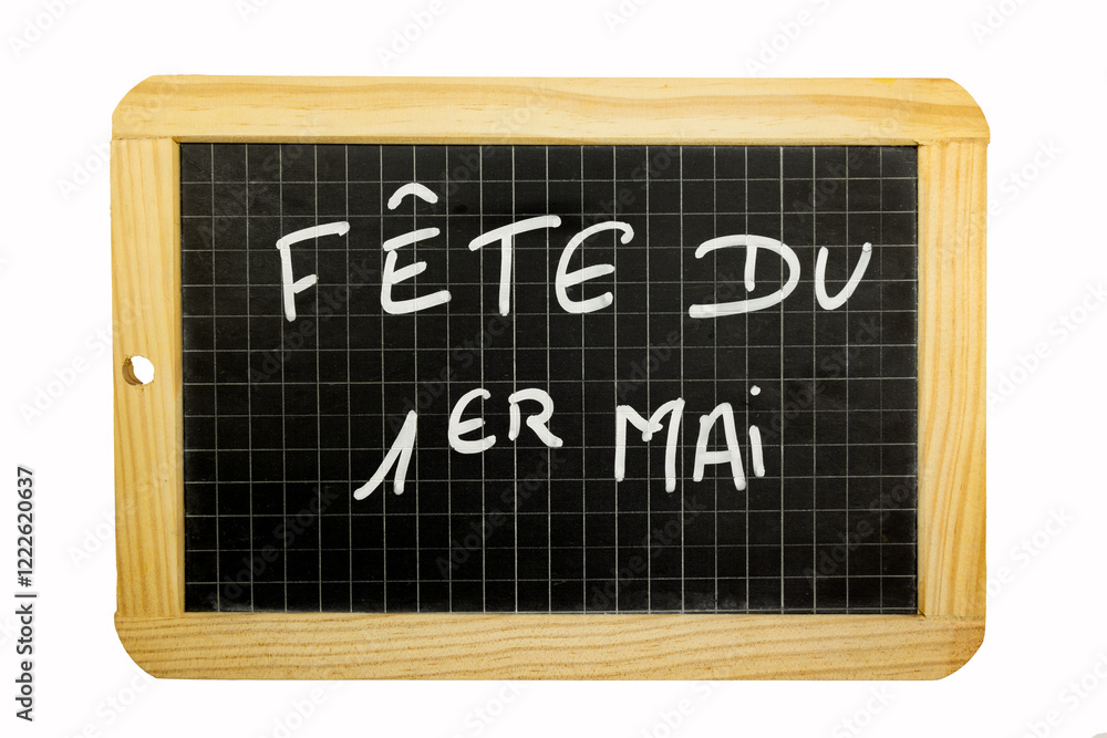 les mots fête du premier mai écrit en français sur une ardoise les mots fête du premier mai écrit en français sur une ardoise