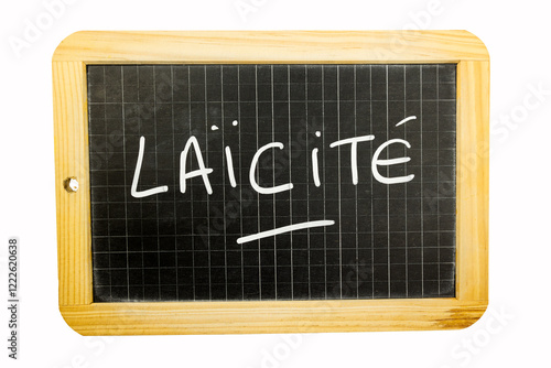 le mot laïcité écrit en français sur une ardoise photo