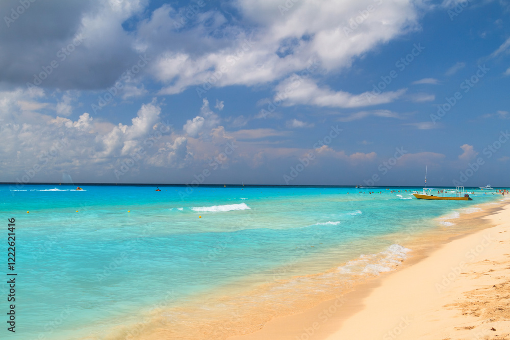 Beach at Caribbean sea in Playa del Carmen, Mexico Beach at Caribbean sea in Playa del Carmen, Mexico