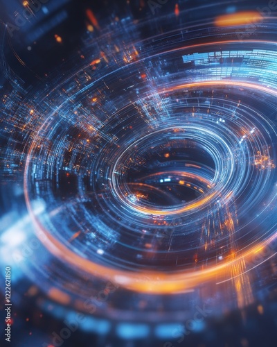 Wallpaper Mural A 3D-rendered holographic interface with swirling data streams Torontodigital.ca