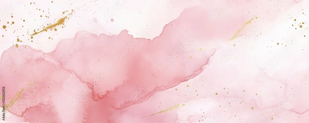 Abstract pink and gold watercolor texture with splatter details Abstract pink and gold watercolor texture with splatter details