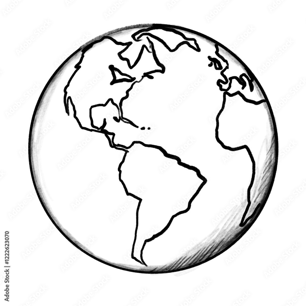 Earth globe, hand-drawn pencil drawing, illustration, black, transparent background, PNG Earth globe, hand-drawn pencil drawing, illustration, black, transparent background, PNG