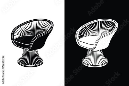  Platner chair icon vector on White Background ,Vector Art Illustration on white background.